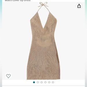 Tan knitted swim coverup